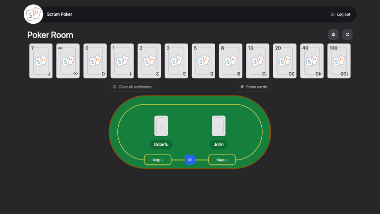 Screenshot of the Scrum Poker application